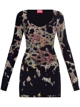 Diesel D-Floci Burnout Mini Dress In Floral Viscose