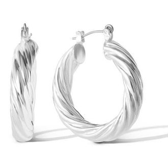 Jessica Simpson Thick Twisted Hoop Earrings in Silver, Gold at Nordstrom