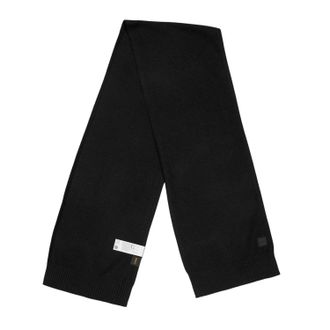 HUGO BOSS Wollen geribbelde sjaal met logo voor heren (Zwart)