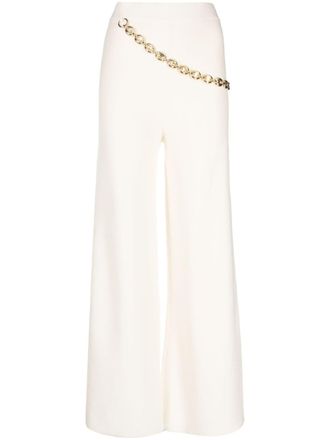 Paco Rabanne Pantaloni in lana e cashmere con catena - Bianco