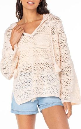 Roxy Hippie Love Open Stitch Hoodie in Pink Champagne at Nordstrom, Size Xx-Large