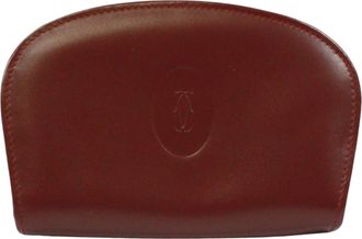 Cartier Bordeaux Leather Coin Purse/Coin Case (Pre-Owned)