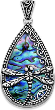 Samuel B. Sterling Silver Abalone Dragonfly Teardrop Pendant in Blue/Green at Nordstrom Rack