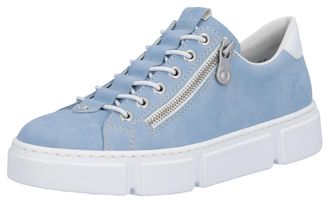 Rieker Slip-On Sneaker RIEKER, Damen, Gr. 36, blau (hellblau), Lederimitat, Schuhe Slip-On Sneaker, mit Reissverschluss aussen, Freizeitschuh, Halbschuh, Sch