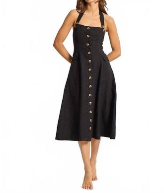 Mille Isla Midi Dress In Black Linen