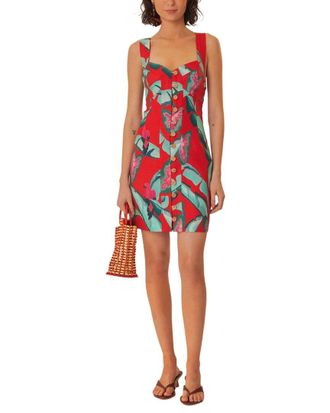 Farm Rio Linen Summer Foliage Mini Dress