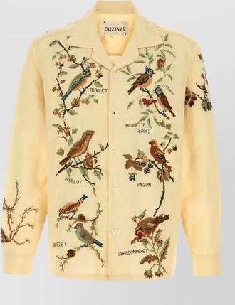 Baziszt avian cotton blend shirt embroidered design long sleeves