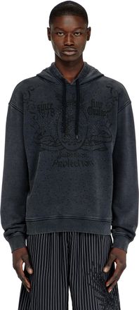 Diesel Printed hoodie with rhinestone studs - Sweaters - Man - Grey