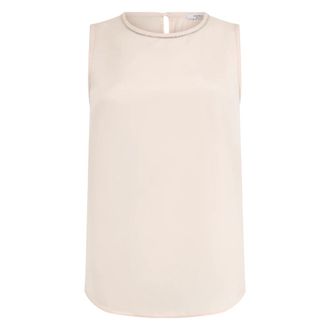 PESERICO Tops, Dames, Beige, L, Satijn, Stretch Zijden Satijnen Top