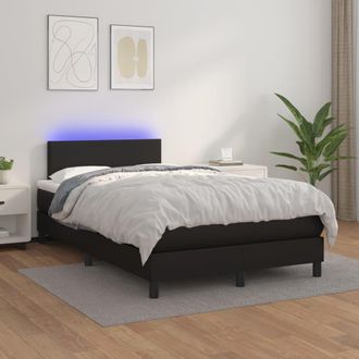 vidaXL Vidaxl - Cama Box Spring Colch&oacute;n Y Led Cuero Sint&eacute;tico Negro 120x200 Cm