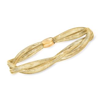 Ross-Simons Italian 14kt Yellow Gold Double-Mesh Bangle Bracelet
