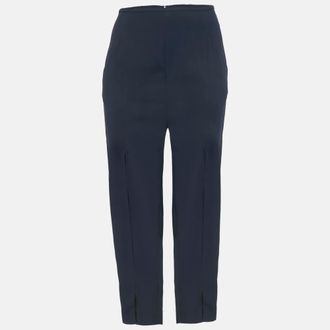 Dion Lee Navy Blue Crepe Bar-Tack Detail Trousers