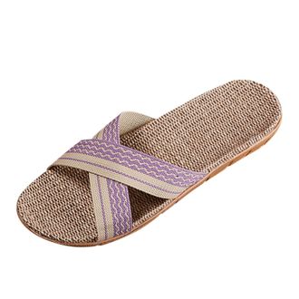 Generic cfpqv Slippers Womens Mens Linen Slippers Slides Summer Slippers Lightweight Summer Shoes Slippers Mules Non-Slip Felt Slippers Flat Cotton Slippers F