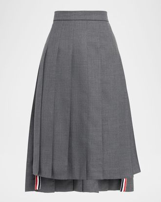 Thom Browne Pleated Super 120s Twill Midi Skirt