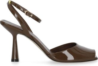 Stuart Weitzman Brown Val Sandal Polished Leather Sandals