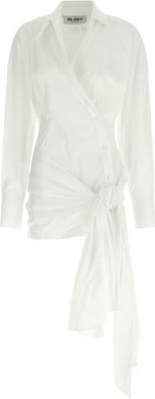 The Attico White Long Sleeves Knot Mini Dress