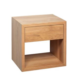Woodek Mesita de noche con caj&oacute;n, de roble macizo y acabado mate