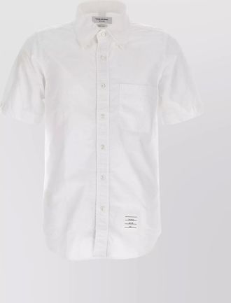 Thom Browne collared shirt with front pocket and short sleeves