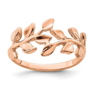 Diamond2Deal 14K Rose Gold Polished Leaf Ring