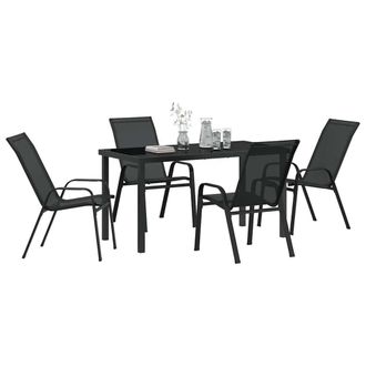 Berkfield Home Modern 5 Piece Garden Dining Set Black Textilene & Steel