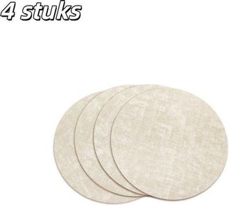 OEM 4 Piezas, Manteles Individuales Piel Sint&eacute;tica Doble Cara Resistentes Calor, Resistentes Agua Aceite, Lavables, Lavables, Di&aacute;metro: 33 Cm, Beige