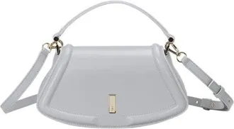 BOSS Medium Ariell Leather Shoulder Bag in Light Grey at Nordstrom