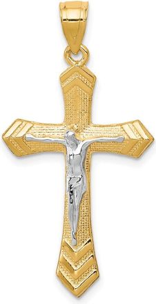 Diamond2Deal 10k Yellow Gold Rhodium Passion Crucifix Pendant