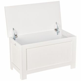 HOMCOM Ba&uacute;l De Almacenaje Con Tapa Ba&uacute;l De Almacenaje Vers&aacute;til Con Bisagra De Seguridad Para Pasillo Sal&oacute;n 81x40x46 Cm Blanco