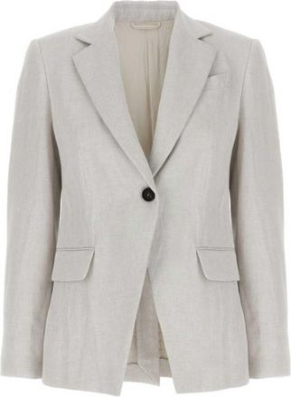 Brunello Cucinelli Single Breasted Cotton And Linen Blazer Size 38