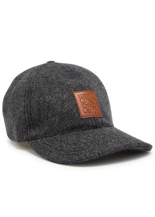 Loewe Anagram Leather and Wool-blend cap - Grey - M