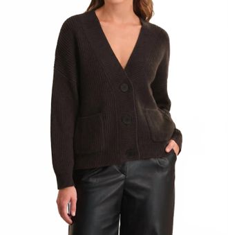 525 america Celeste Button Down Cardigan In Chocolate Plum