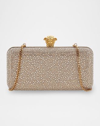 Versace Crystal-Embellished Medusa Clutch Bag