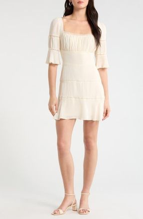 Reformation Claribel Lace Inset Bell Sleeve Minidress in Cream at Nordstrom, Size 10
