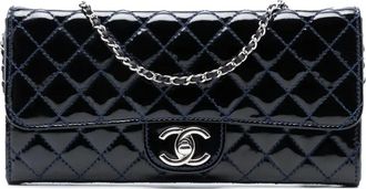 Chanel Borsa a spalla CC East West trapuntata lucida con catena 2010-2011 - Blu