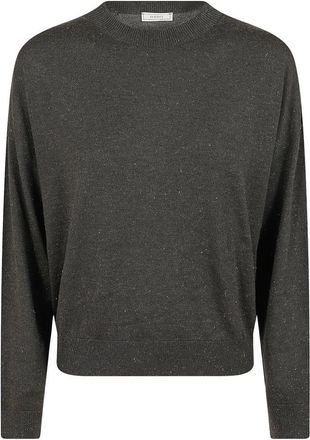 PESERICO Wol en Lurex Trui - Dames - Ronde hals truien - Grijs - M - Wol - Truien & Vesten