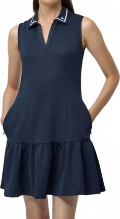 Tilley Airloft Ruffle Hem Dress In Navy