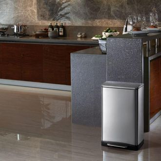 EKO Cubo De Basura Con Pedal E-cube 40 L Plateado Mate