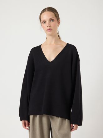 Y.A.S Strickpullover Y.A.S YASELMA LS V-NECK KNIT PULLOVER S. NOOS, Damen, Gr. XXL, schwarz, Strick, Obermaterial: 52% Viskose, 26% Polyester, 22% Nylon, un