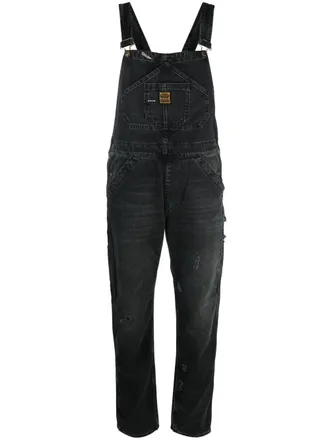 Washington Dee-Cee logo-patch denim dungarees - women - Cotton - 27 - Black