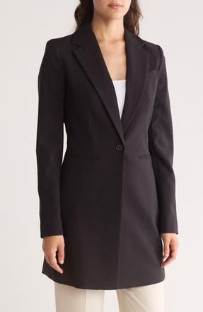 Calvin Klein One-Button Long Topper in Black at Nordstrom Rack, Size 0