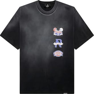 Represent x Feature multi-logo stained T-shirt - Black