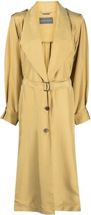 Alberta Ferretti shawl-lapels silk trench coat - women - Silk - 46 - Neutrals