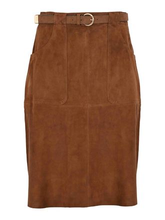 Max Mara Msttennis Suede Midi Skirt