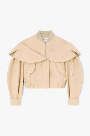 Ganni Warm Sand Bomber in Beige Cotton - Size 10/12 Organic