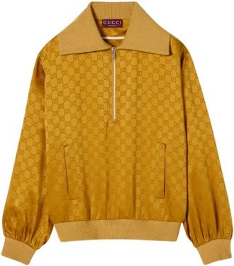 Gucci Zip-throughs, female, Yellow, Size: S GG Acetate Jacquard Jumper