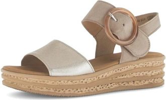 Gabor Plateau Sandal - Dames - Sleehakken - Beige - 38 EU - Leer - Schoenen
