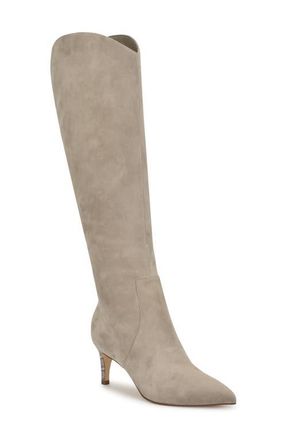 Nine West Sirena Pointed Toe Knee High Boot in Taupe at Nordstrom, Size 5.5