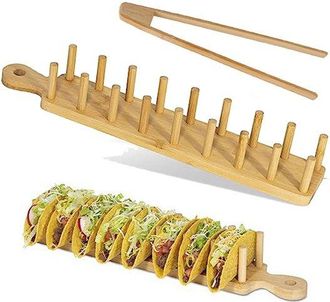 OEM Soporte Para Tacos, Tabla Para Tapas, Soporte De Madera Para Tortillas, Soporte De Bamb&uacute; Para Tortillas, Burritos Y Otros Manjares, Color Madera