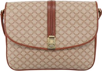 Celine Triomphe Vintage Beige Canvas Shoulder Bag (Pre-Owned)