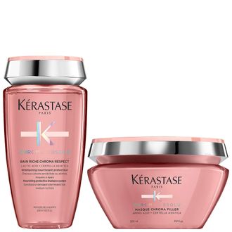 Kerastase Womens K&eacute;rastase Chroma Absolu Duo - Bain Riche 250ml Shampoo & Masque Filler 200ml for Medium to Thick Colour-Treated Hair - One Size